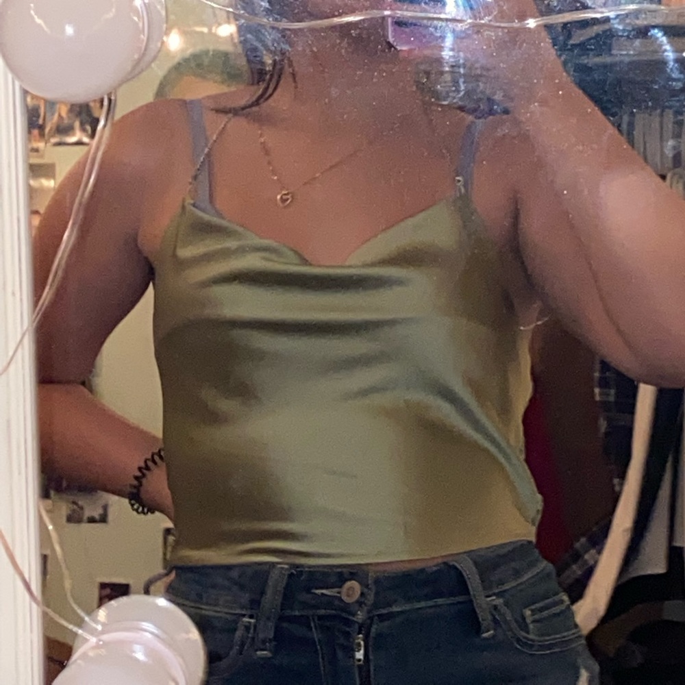 Green Satin halter top from shein, size medium